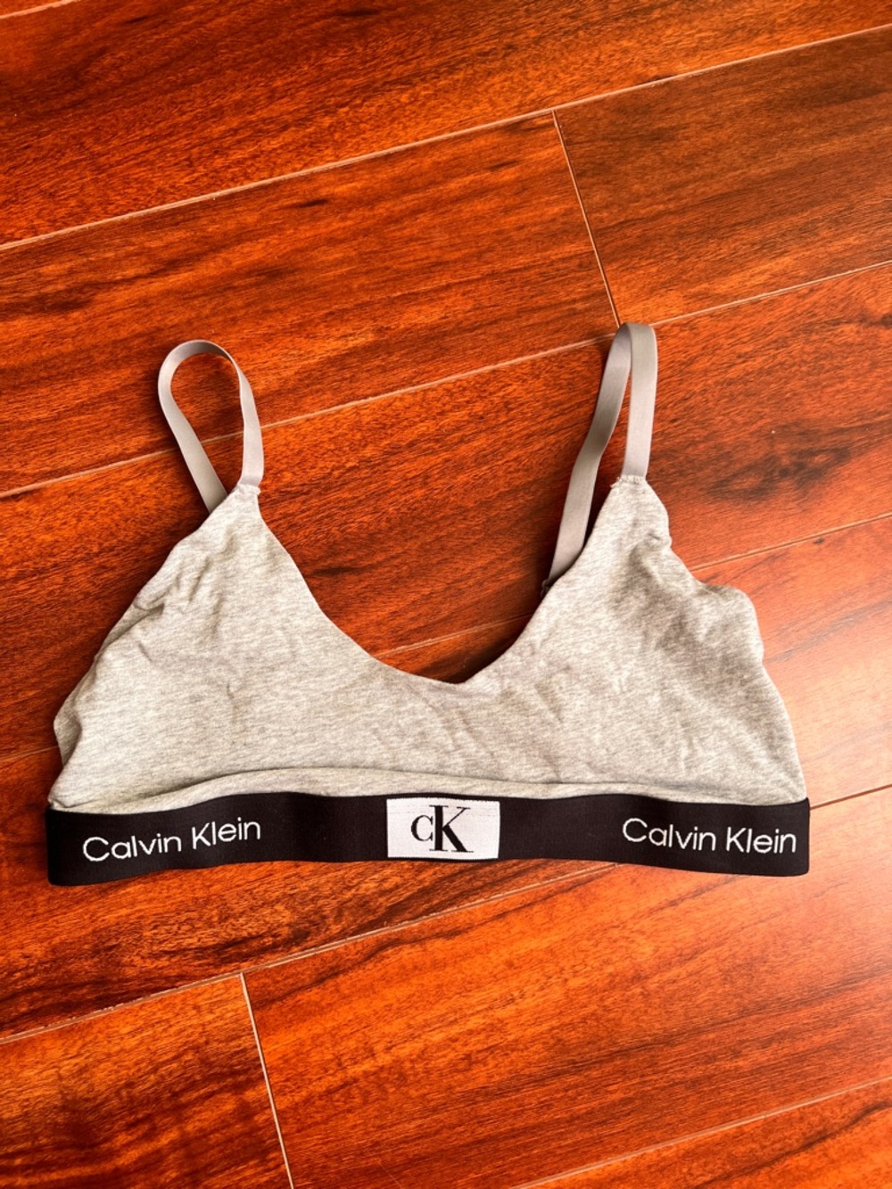 Calvin Klein Light Gray Cotton Logo Bralette